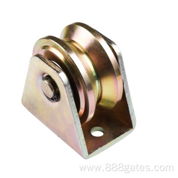 double bearings Y-groove gate metal wheel with bracket